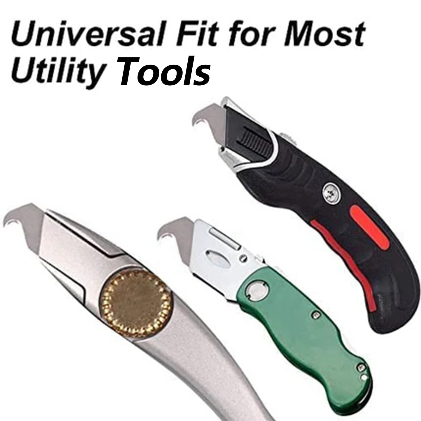 10-Pack Hook Blades, SK5 Steel Heavy Duty Box Cutter Replacement Blades