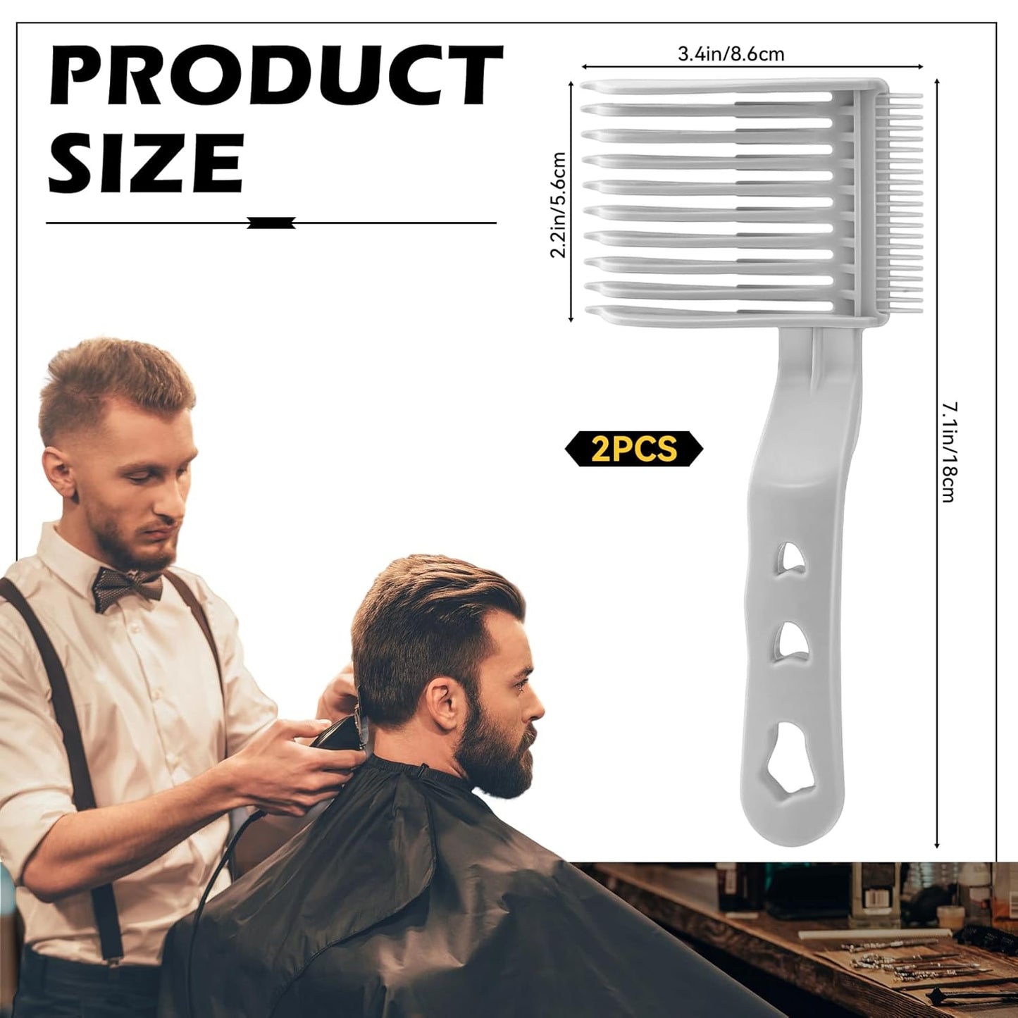2Pcs/set Fade Comb Set Black Professional Barber Combs