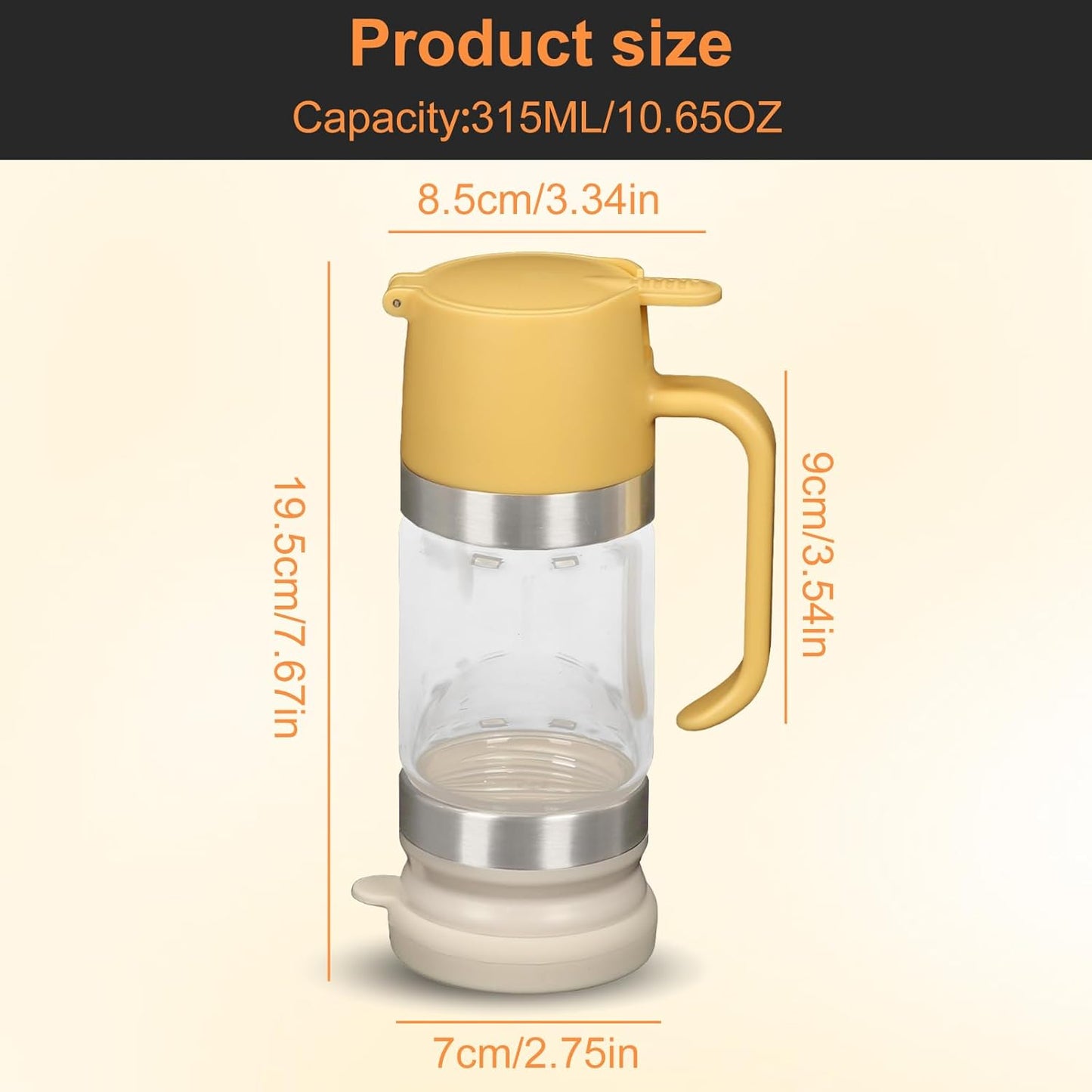 Glass Honey Dispenser No Drip - 10.65 OZ Honey Jar with Handle