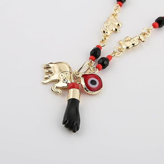 Women's"Evil Eye" Elephant Hand Pendant Bracelet — Length: 7.28 Inches