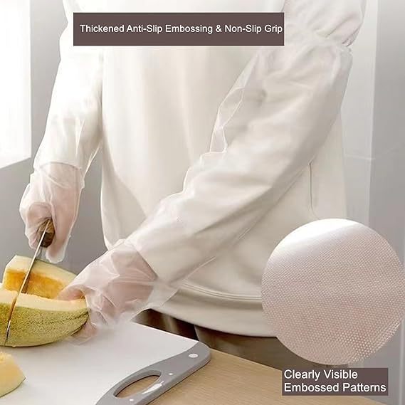Long Sleeve Cleaning Gloves, 10Pcs/Set Reusable & Waterproof Protective Rubber Gloves for Household Duties