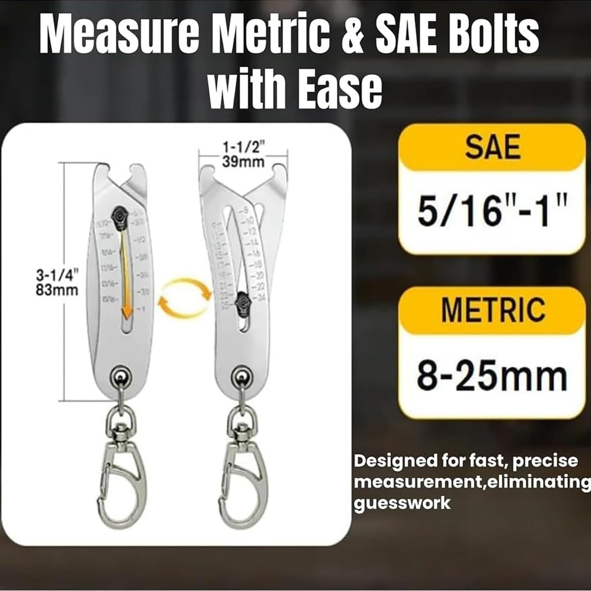 Portable Precise Thread Size Checker Keychain