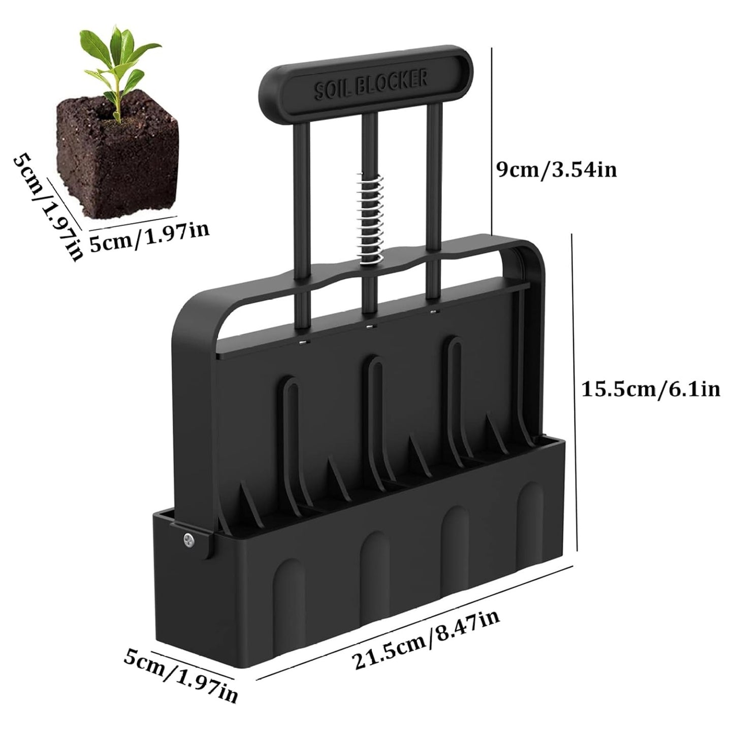 Soil Blocker with Comfortable Handle 2 Inch 4 Cell Soil Blocking Tool