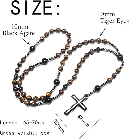 Natural Stone Cross Necklace,Handmade for Prayer and Meditation