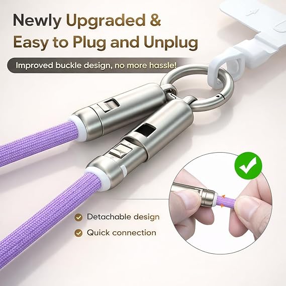Universal Cell Phone Strap with Built-in 240W USB C Charging Cable & Data Transfer