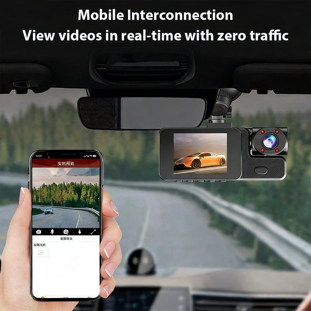 3 in 1 Dual Lens HD 1080P Car DVR Dash Cam with Video Recorder
