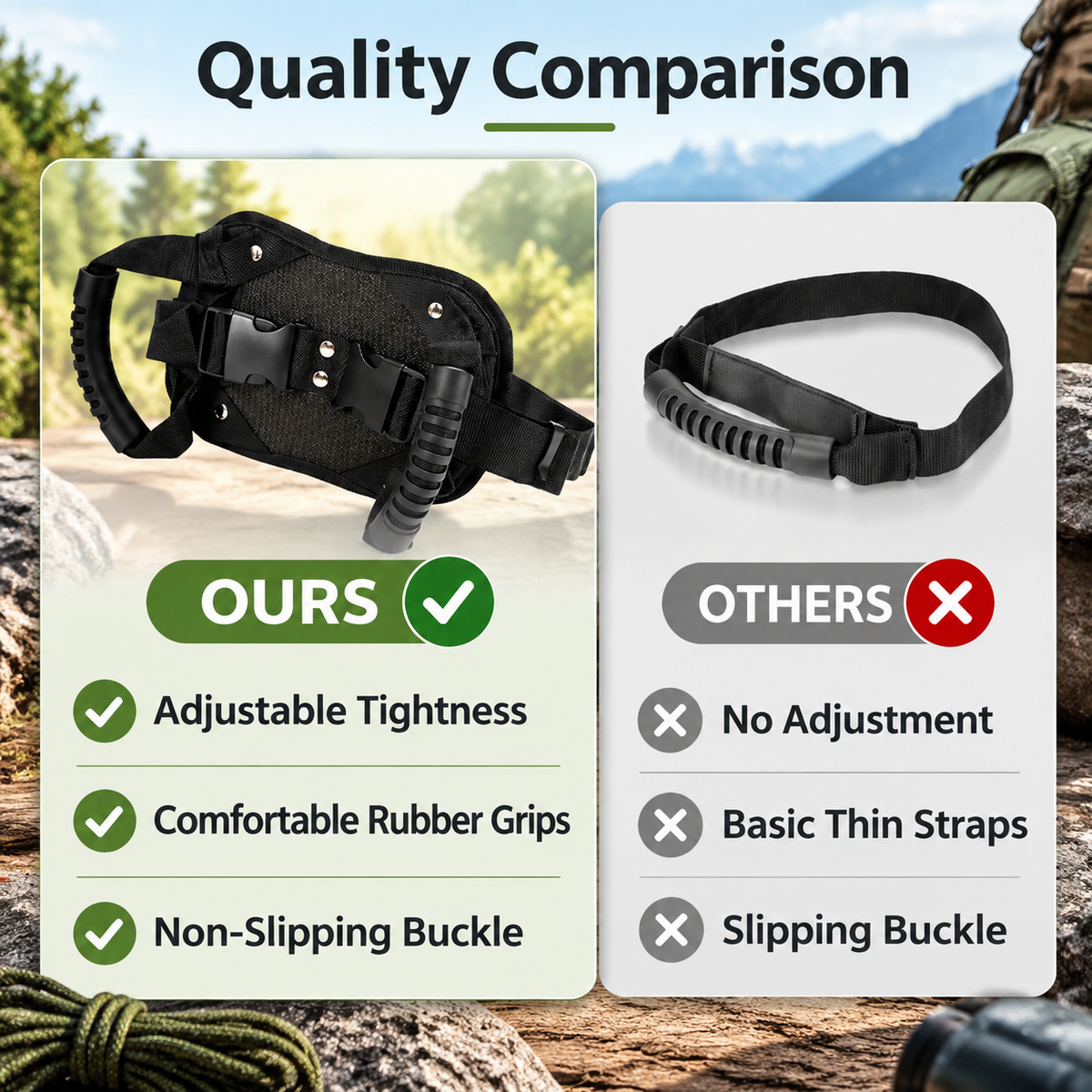 Adjustable motorcycle passenger grab strap