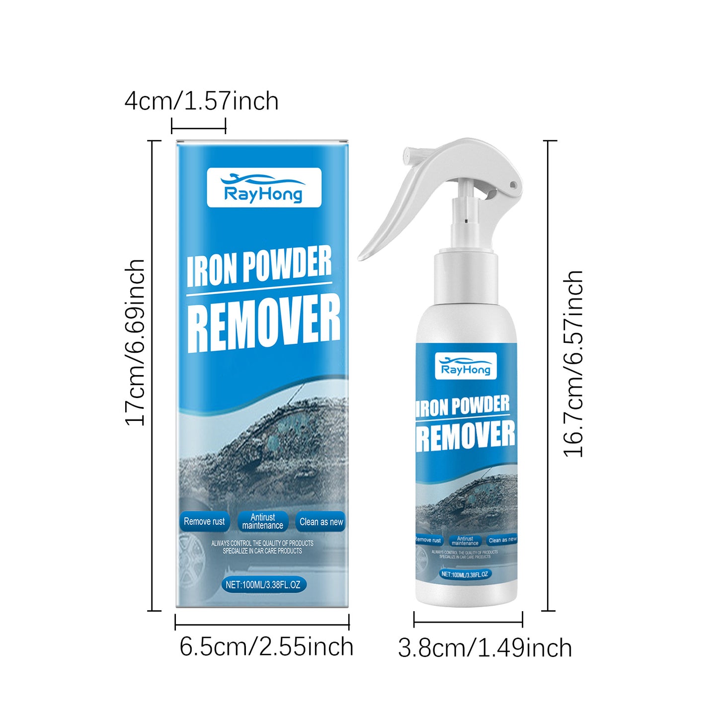 Multifunctional Paint Cleaner Car Maintenance Powder Spray Rust Remover Iron Cleaning
