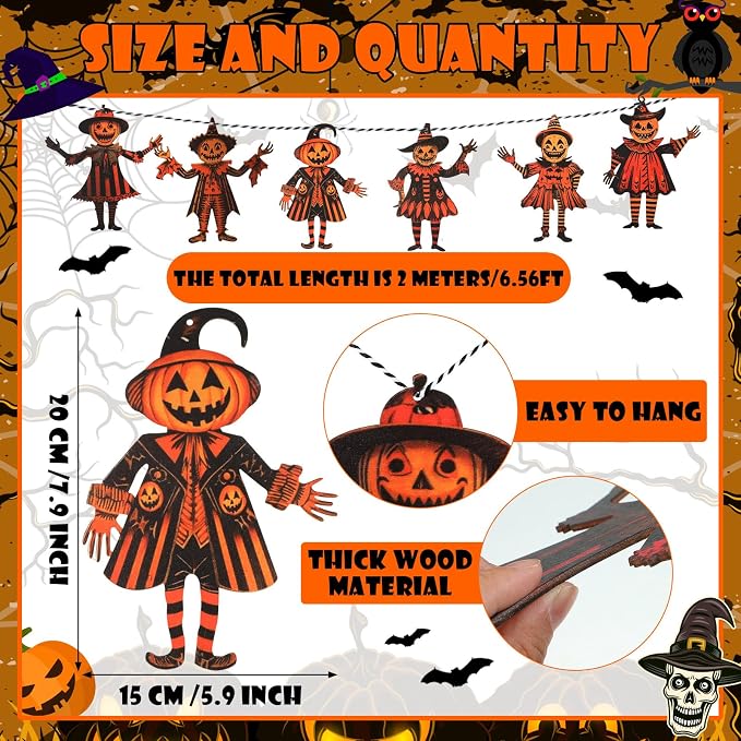 Vintage Halloween Decorations Wood Banner
