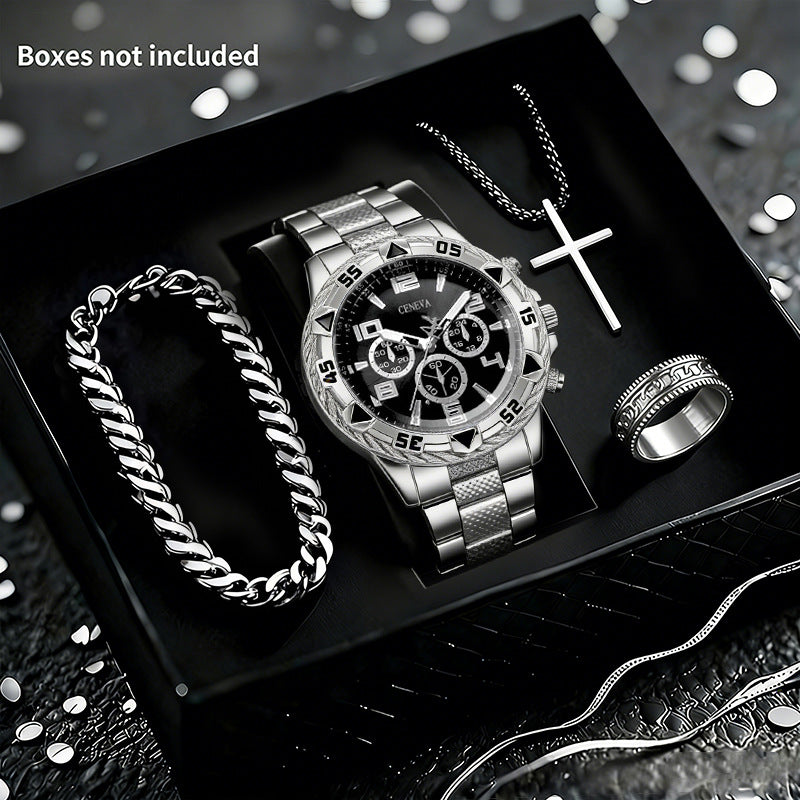 Men's 4-Piece Watch and Jewelry Set