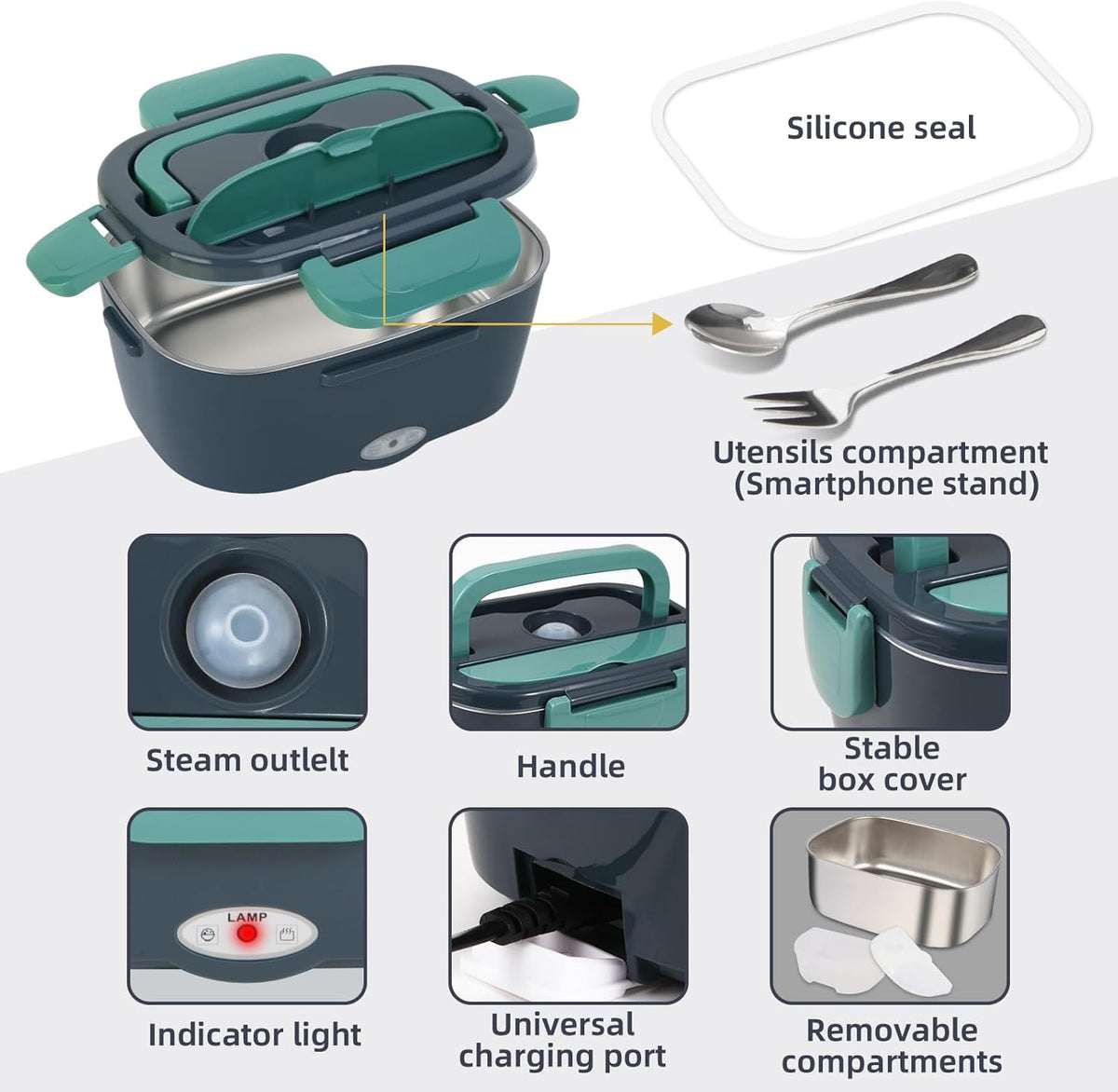 Portable Electric Lunch Box, Heat Preservation and Heating