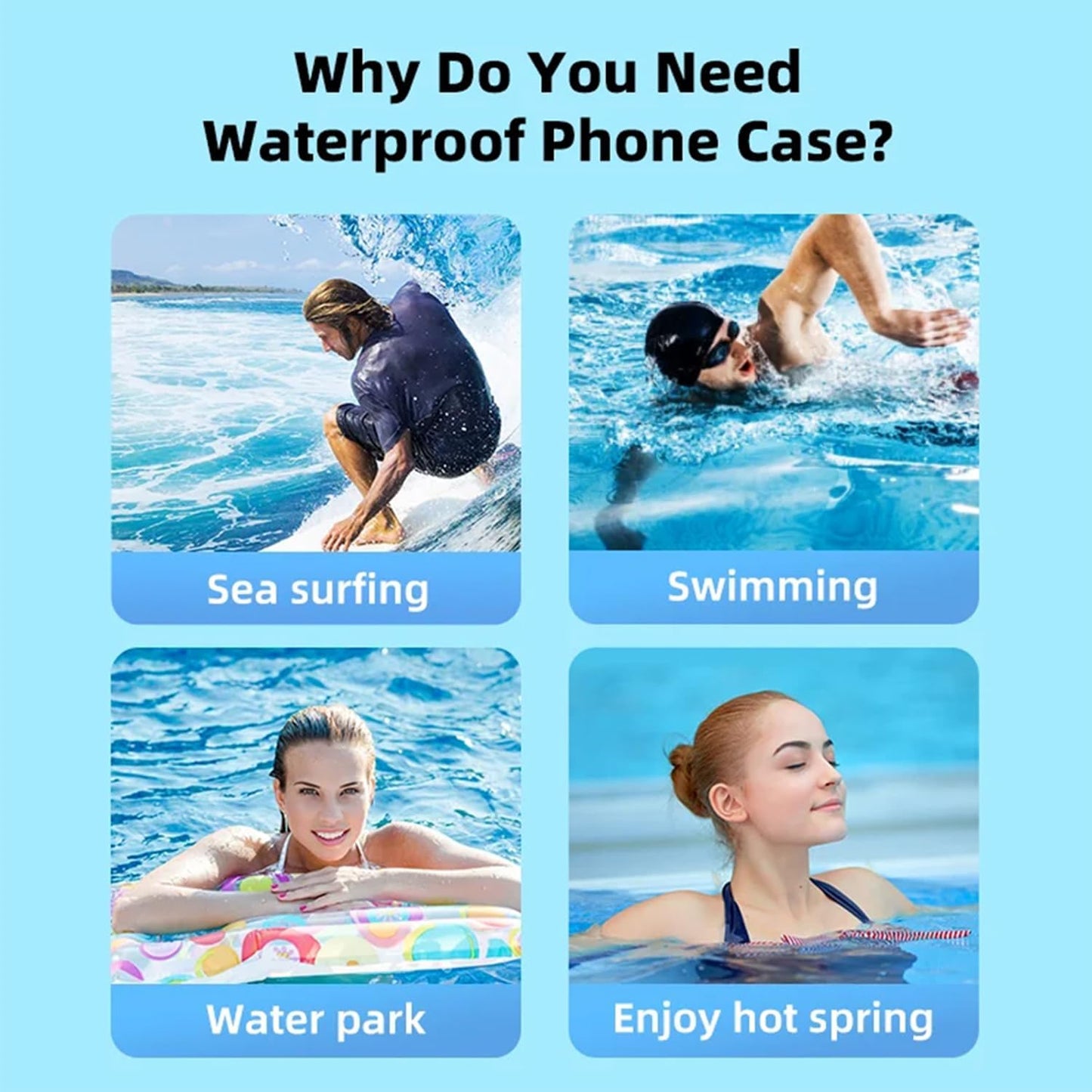 3pcs Universal Floatable IPX8 Waterproof Phone Pouch with Touchscreen - Underwater Photography, for Swimming, Rafting, Diving