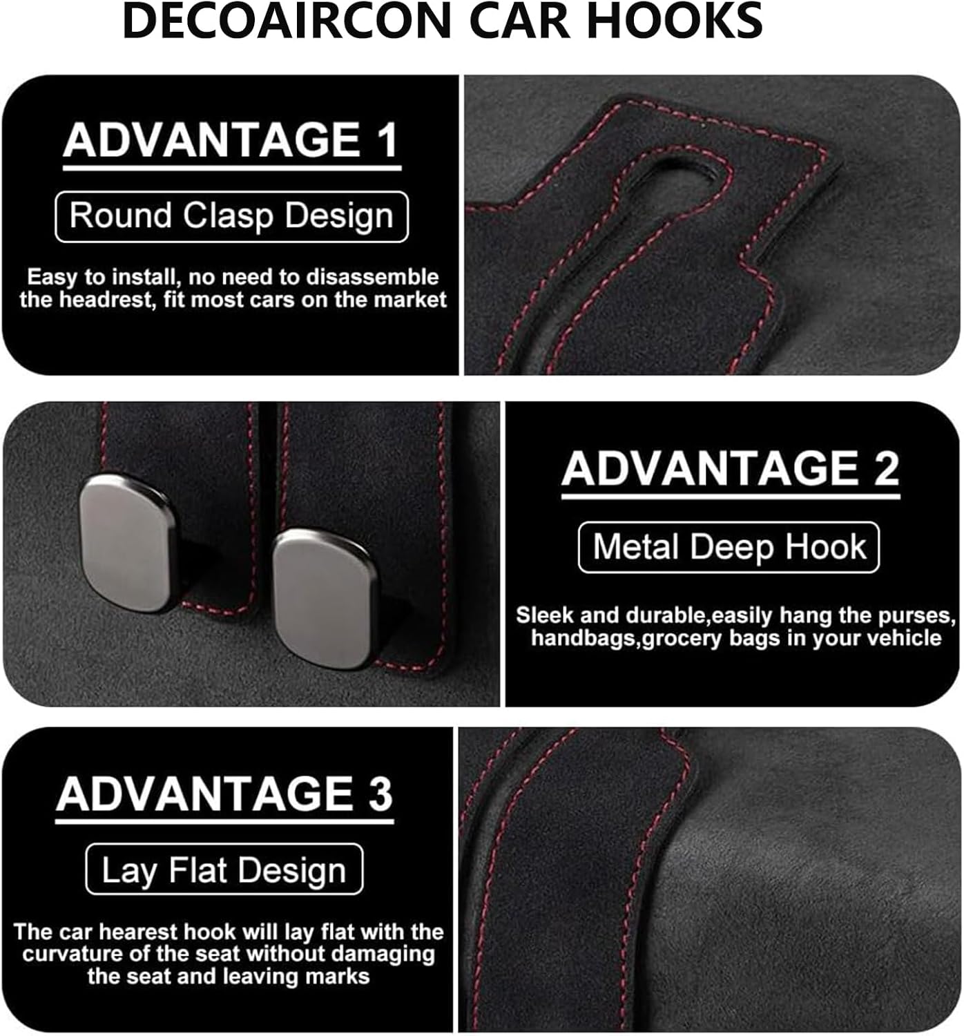4 Pack Car Headrest Hooks for Purses and Bags