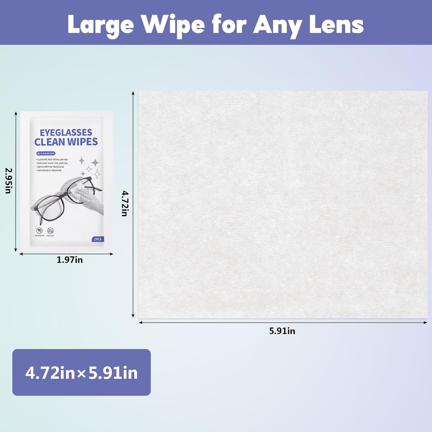 100 Pcs Glasses Cleaner, Lens Wipes for Eyeglasses, Pre-Moistened Individually Wrapped Cleaning Wipes