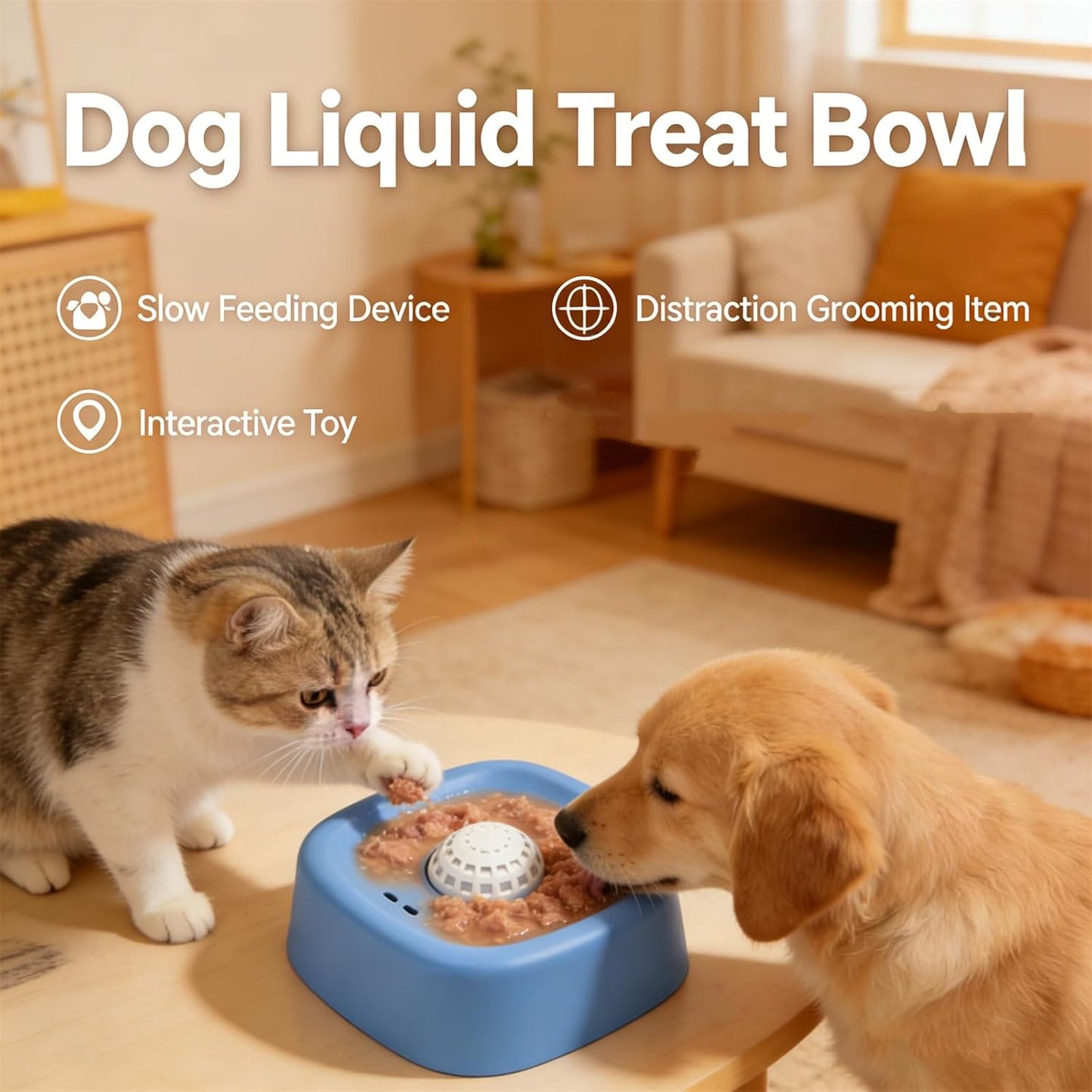 Dog Lick Roll Ball Bowl, Slow Feed Liquid Dog Lick Bowl
