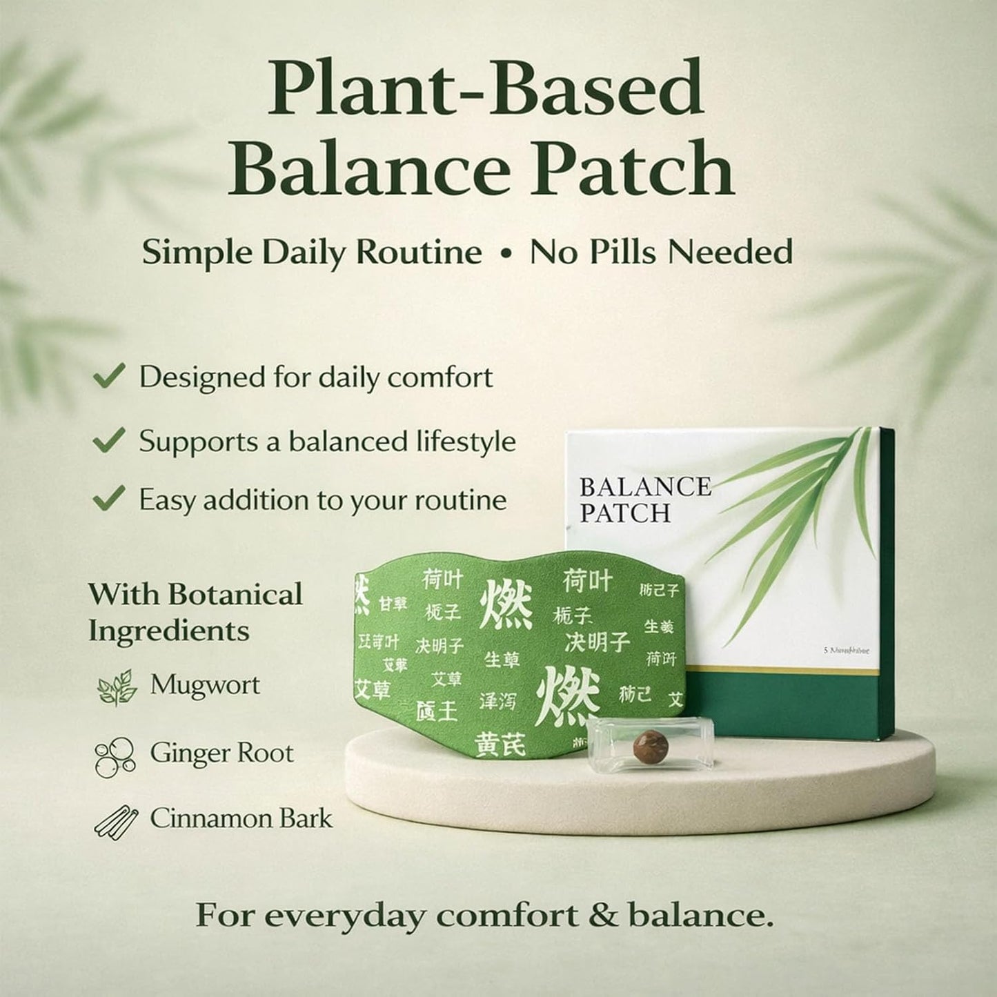 Japanese Herbal Balance Patch - Plant-Based Ingredients, Comfortable Adhesive Design