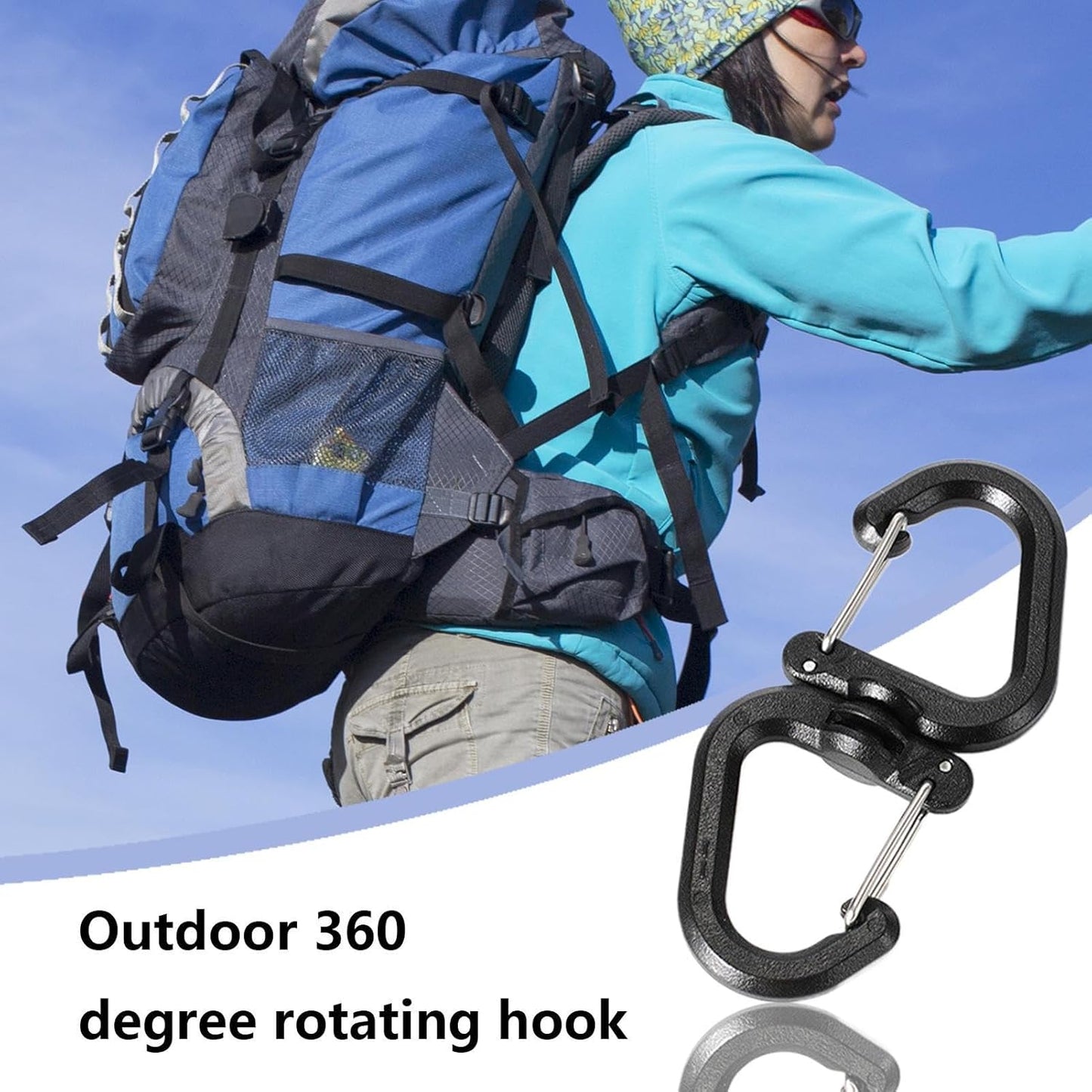 5pcs/set 360 Rotating Double Carabiner Outdoor Swivels Clip