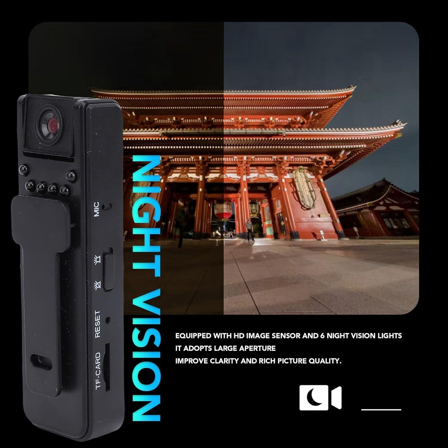 Ultra HD Clip-On 2-in-1 Sports Video & Audio Recorder - 1080p Anti Shake, Wide Angle, 5h Record