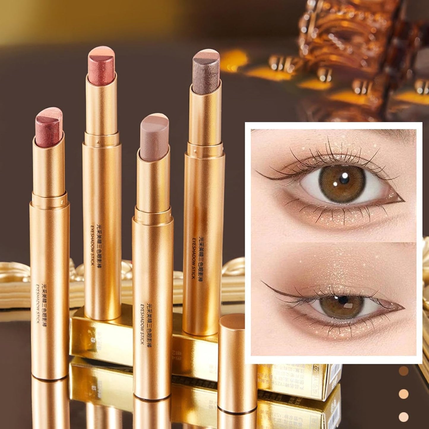 4Pcs Gradient Eyeshadow Stick,Waterproof & Long-Lasting Creamy Eyeshadow Pencil