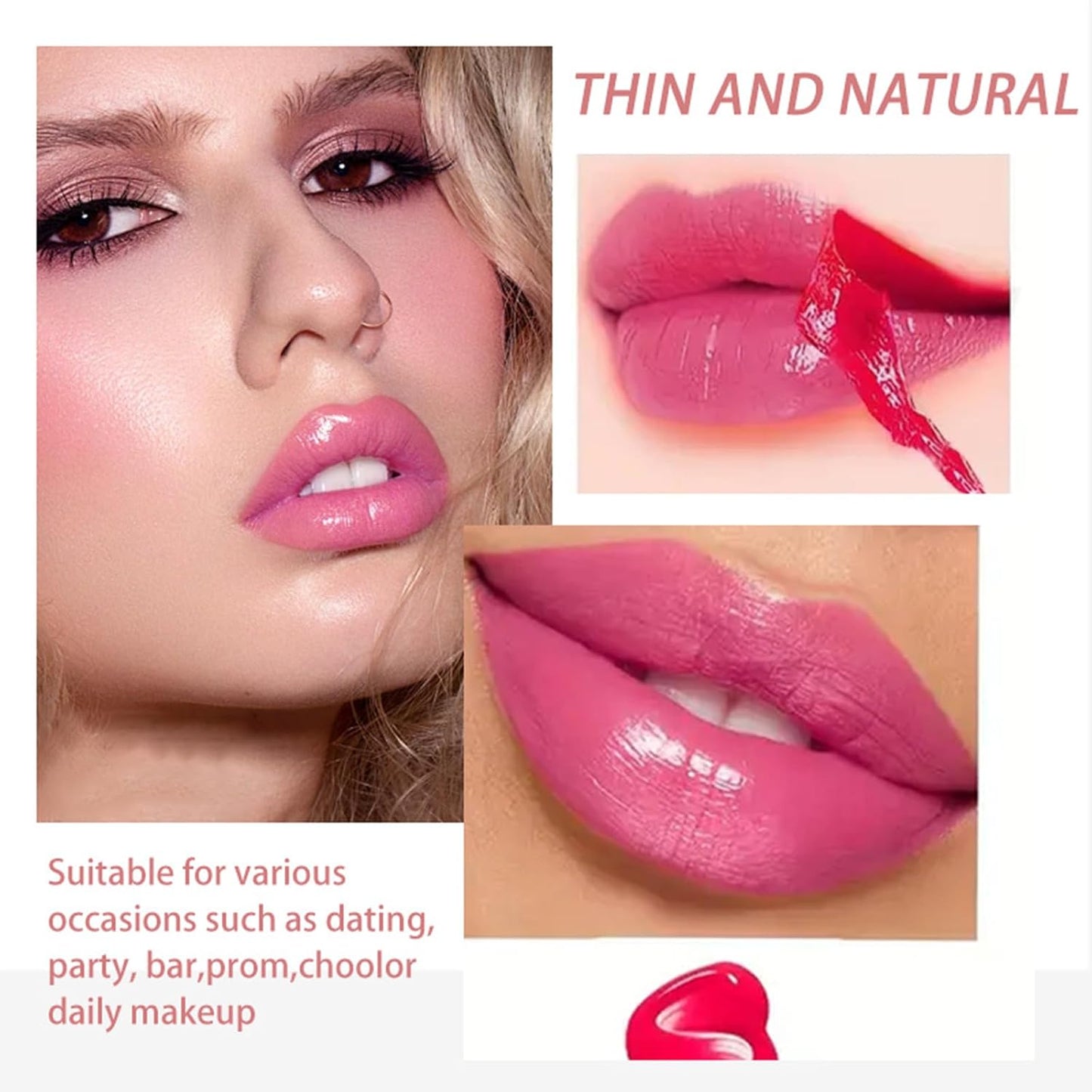 4PCS Peel Off Lip Stain Lip Tint Set - Waterproof Long-Lasting Tear-off Lip Gloss
