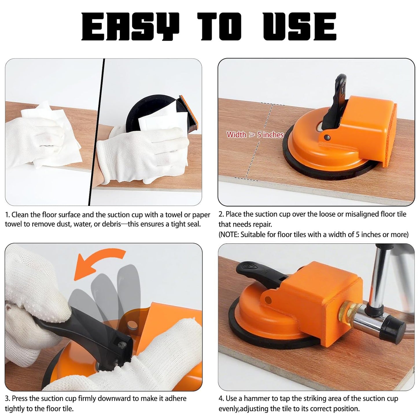 Heavy Duty Flooring Gap Repair Tool – Suction Cup Plank Grabber for Wood, Laminate, Tile