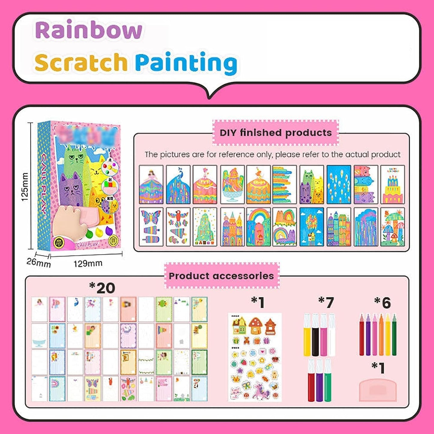 DIY Rainbow Scratch Art - 20Pcs Rainbow Scratch Mini Art Notes Set for Kids