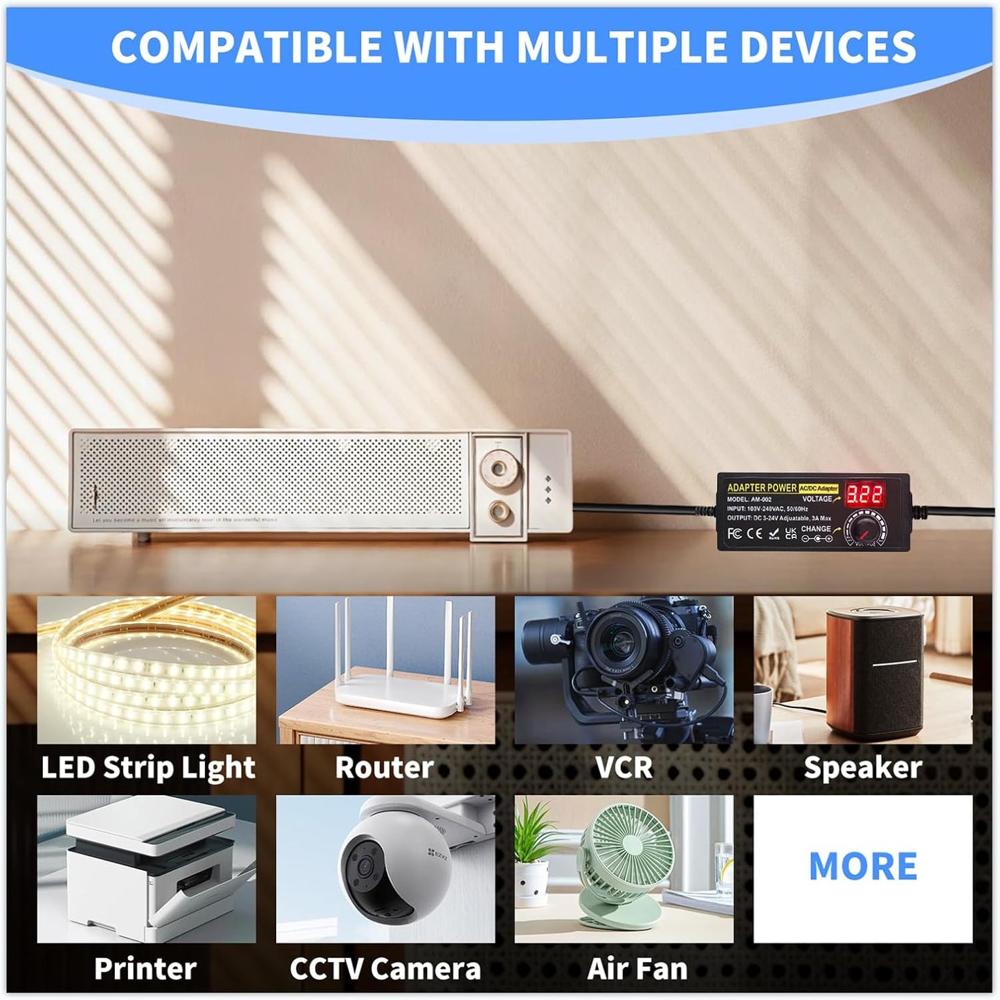 72W Power Supply Adjustable DC 3V ~ 24V Variable Universal Switching