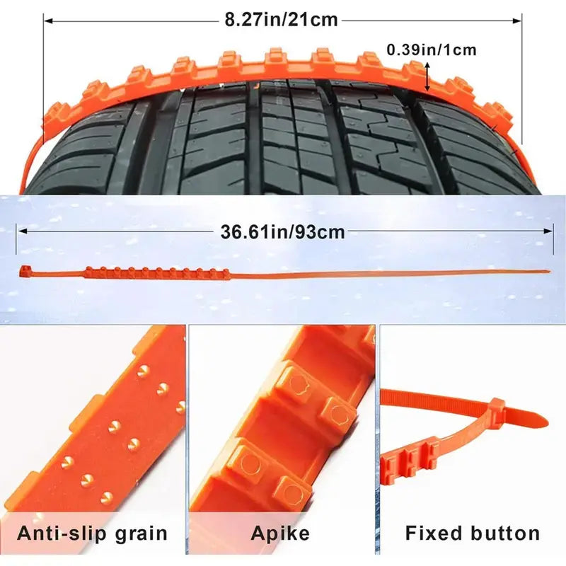 10PCS Reusable Snow Tire Chains for Trucks & SUVs,Emergency Anti-Skid Traction Chains,Heavy Duty Plastic Wheel Cables