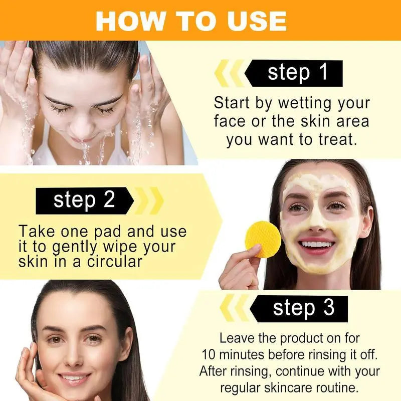 Turmeric & Kojic Acid Cleansing Pads - 20pcs Normal Skin Gentle Facial Cleanser Pads