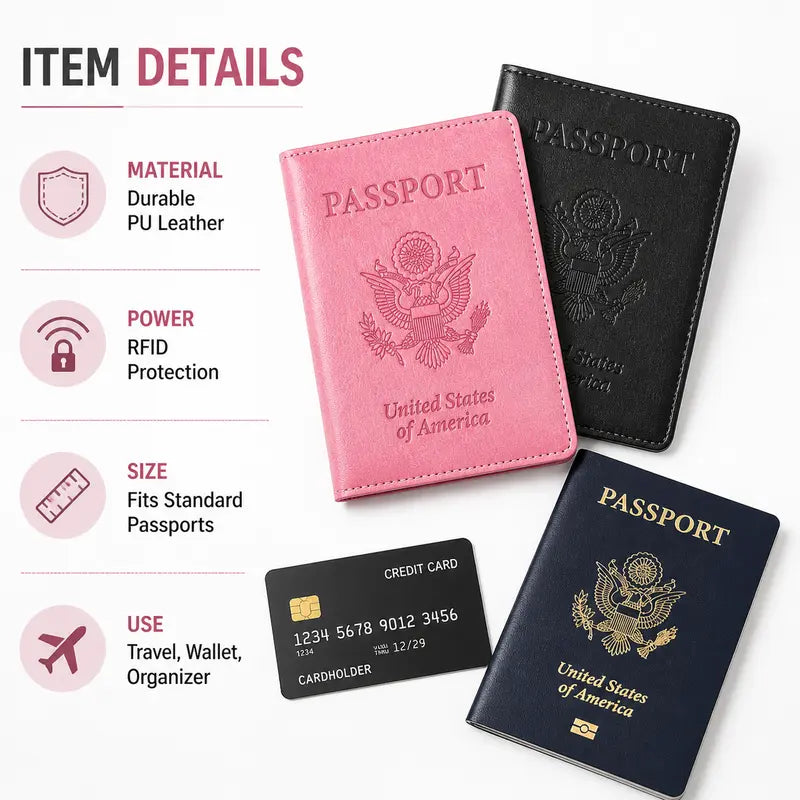 2-Pack Passport Holders – Ultra Slim PU Leather Wallets for Men & Women