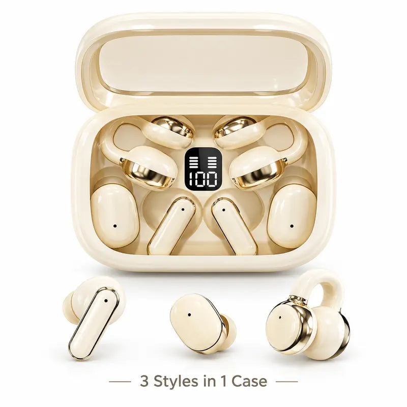 3-in-1 Bluetooth 6.0 Wireless Earbuds with Portable Charging Case