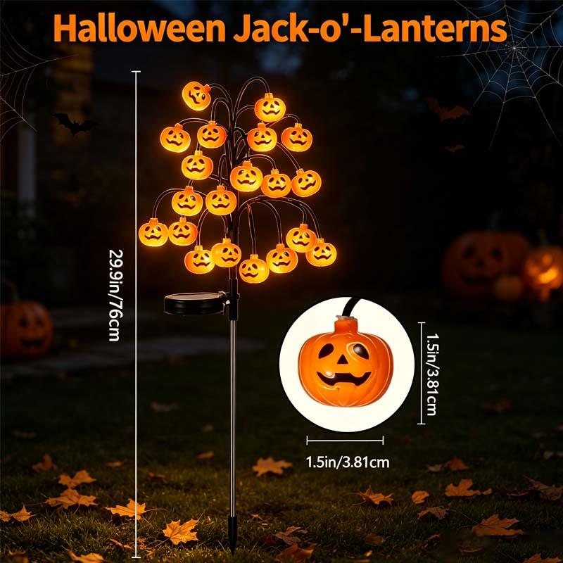 Solar Pumpkin Stake Lights, 20-Head Halloween Garden Lights