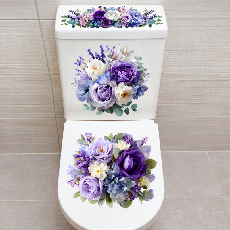 3-Piece Bathroom Toilet Sticker Set, PVC Self-Adhesive Decorative Decals