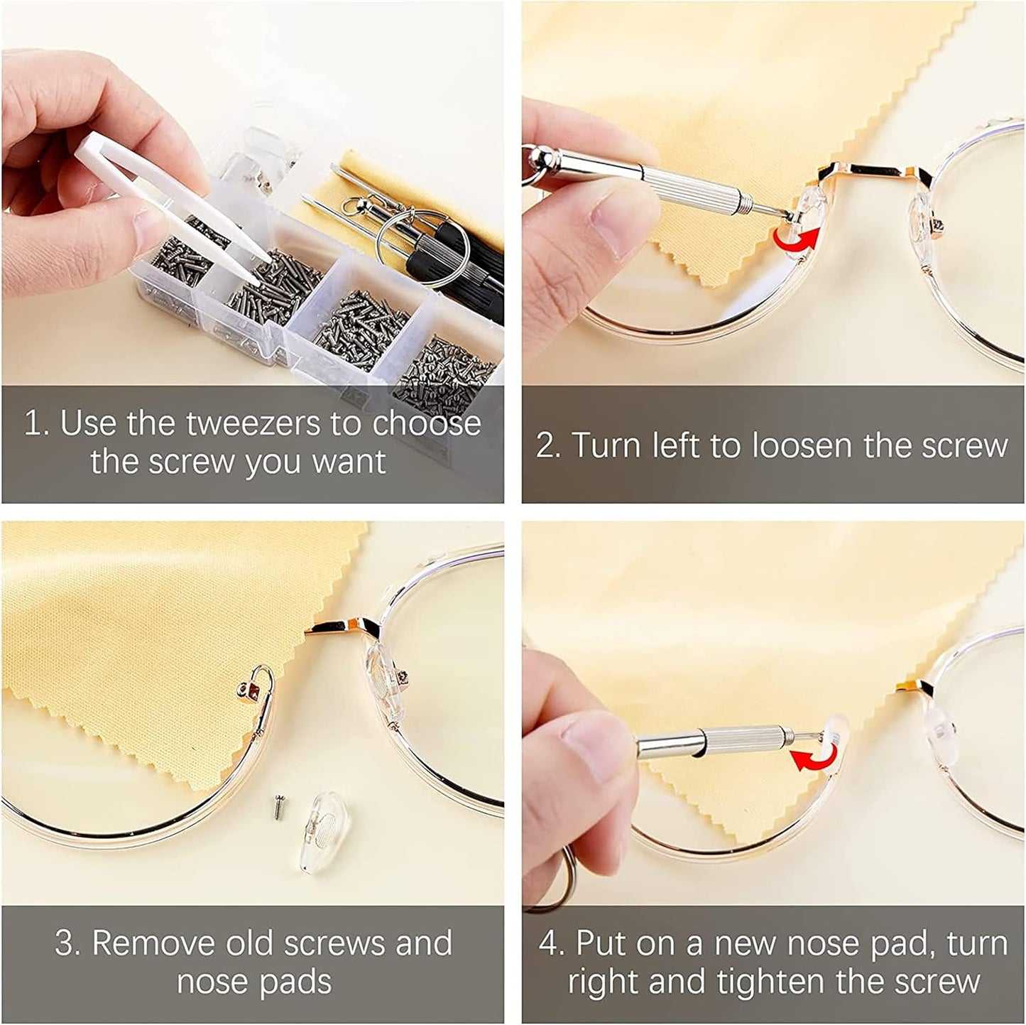 35 Pairs Silicone Non-Slip Eyeglass Nose Pads Replacement Kit with Screws & Tools