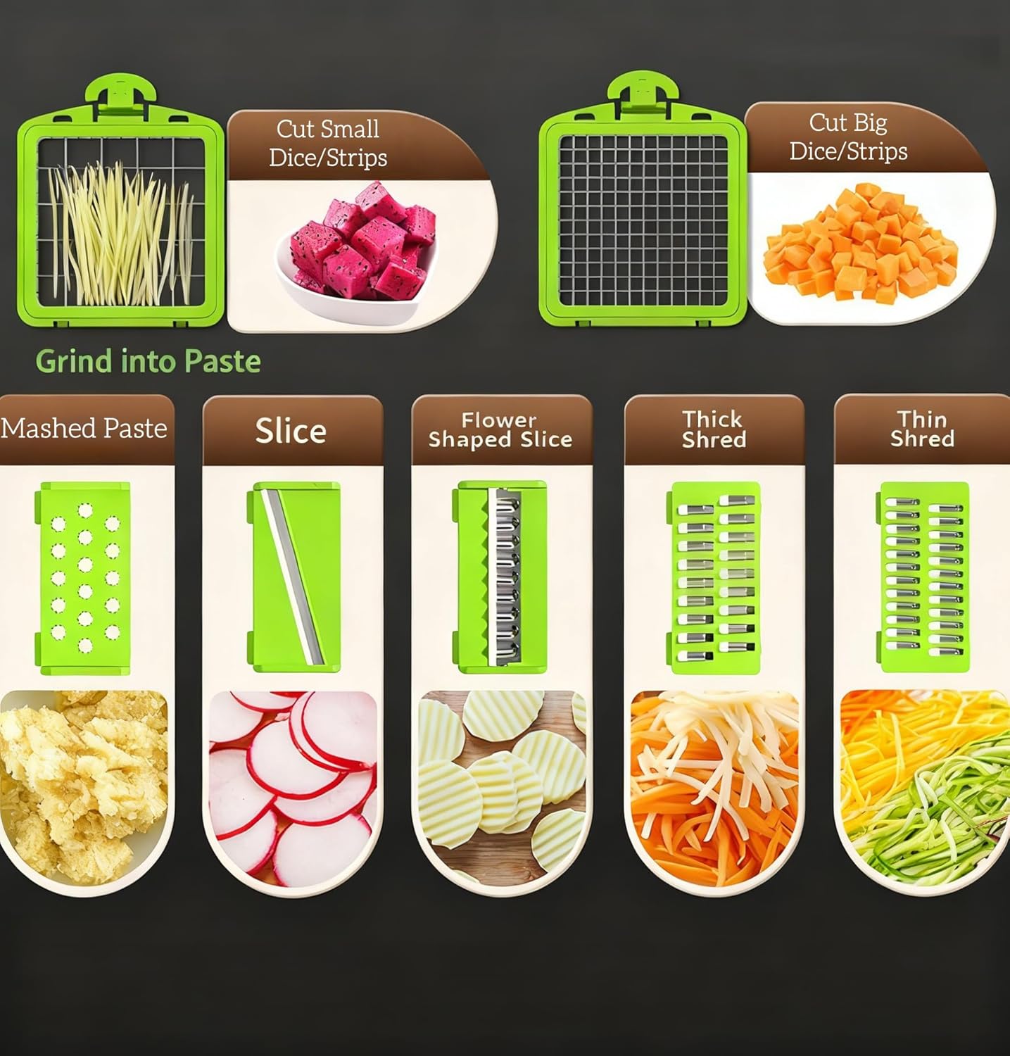 Safe Hand Protection Reusable Vegetable Chopper Mandoline Slicer For Vegetables Fruits Cutting - ABS Stainless Steel Design Multi Function For Dicing Mincing