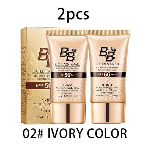 2PCS Sunscreen Cover BB Cream - Tinted Moisturizer with Full Coverage Concealer, SPF50+ PA++++, Long-Lasting Lightweight Formula