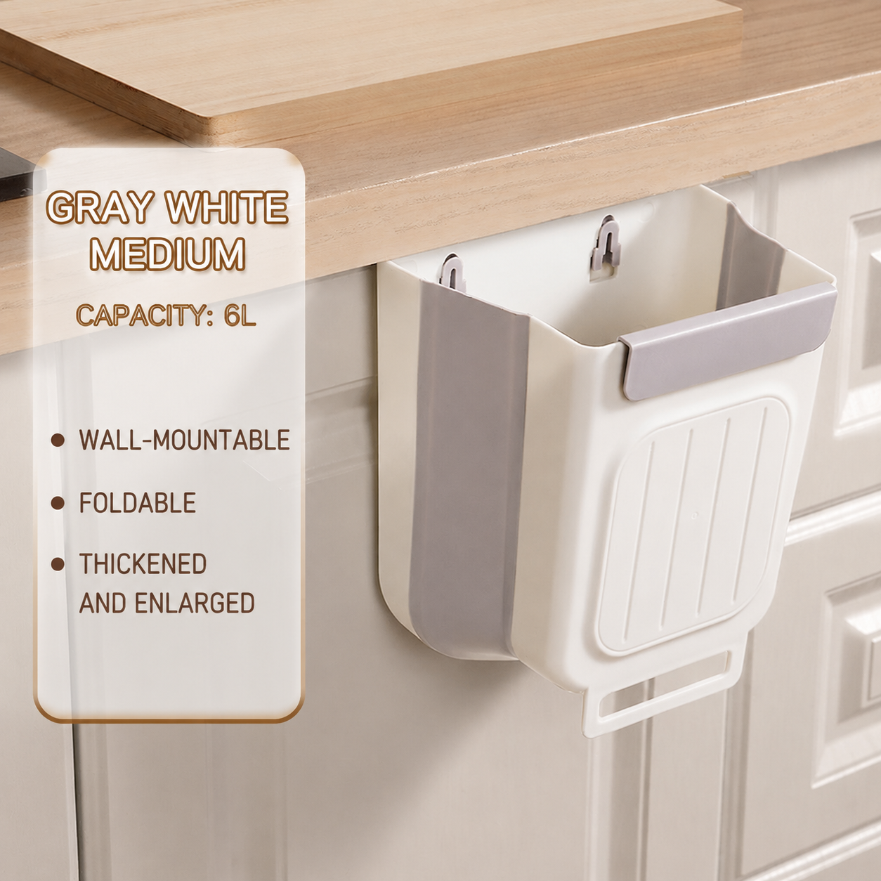 Wall-mounted trash can for home cabinets