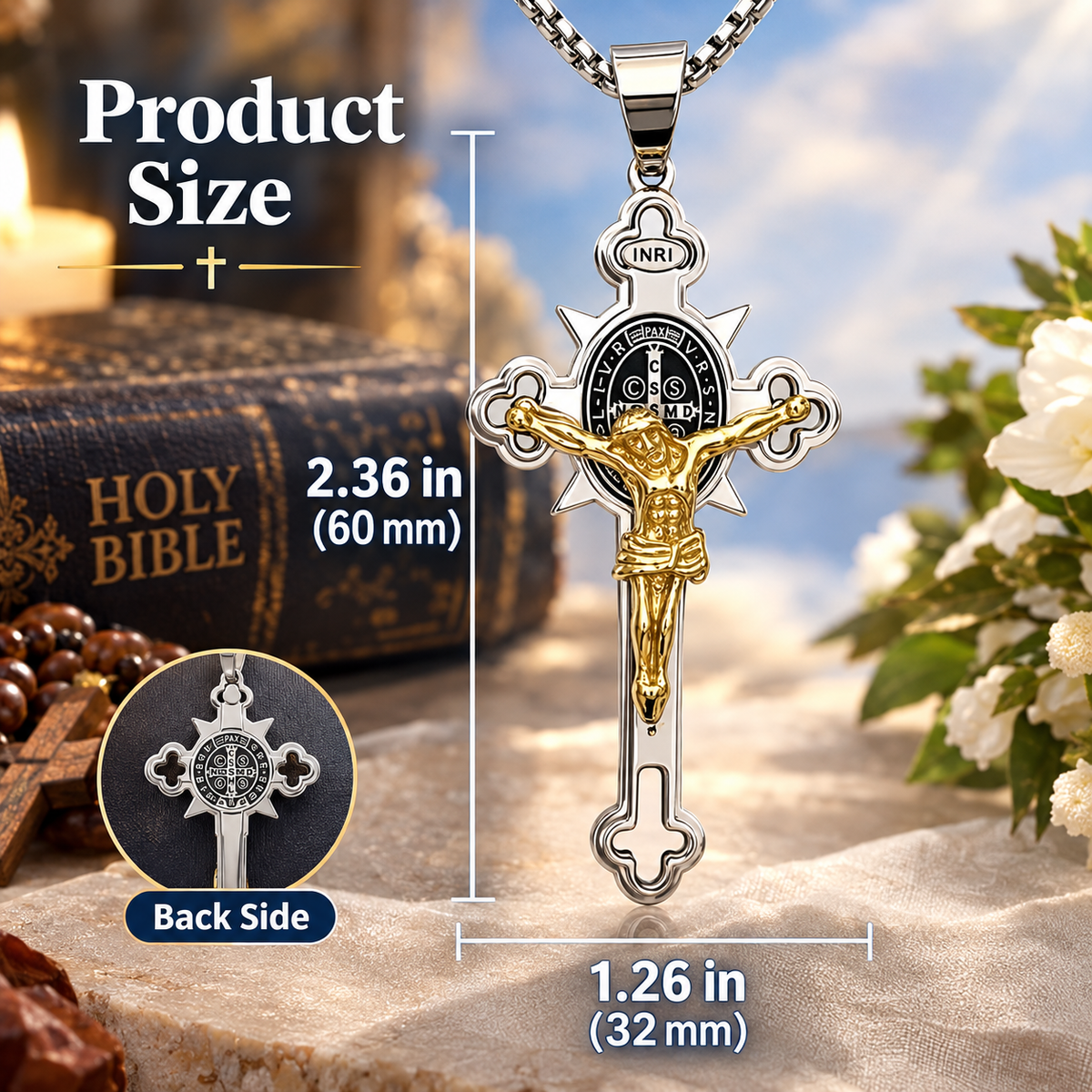 Saint Benedict Cross Pendant Necklace