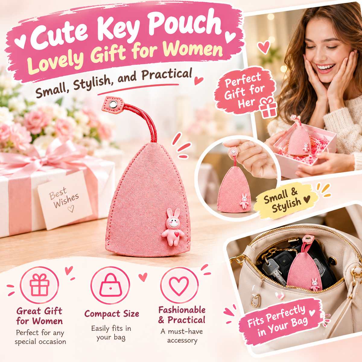 3PCS Cute Cartoon Pull-out Key Case