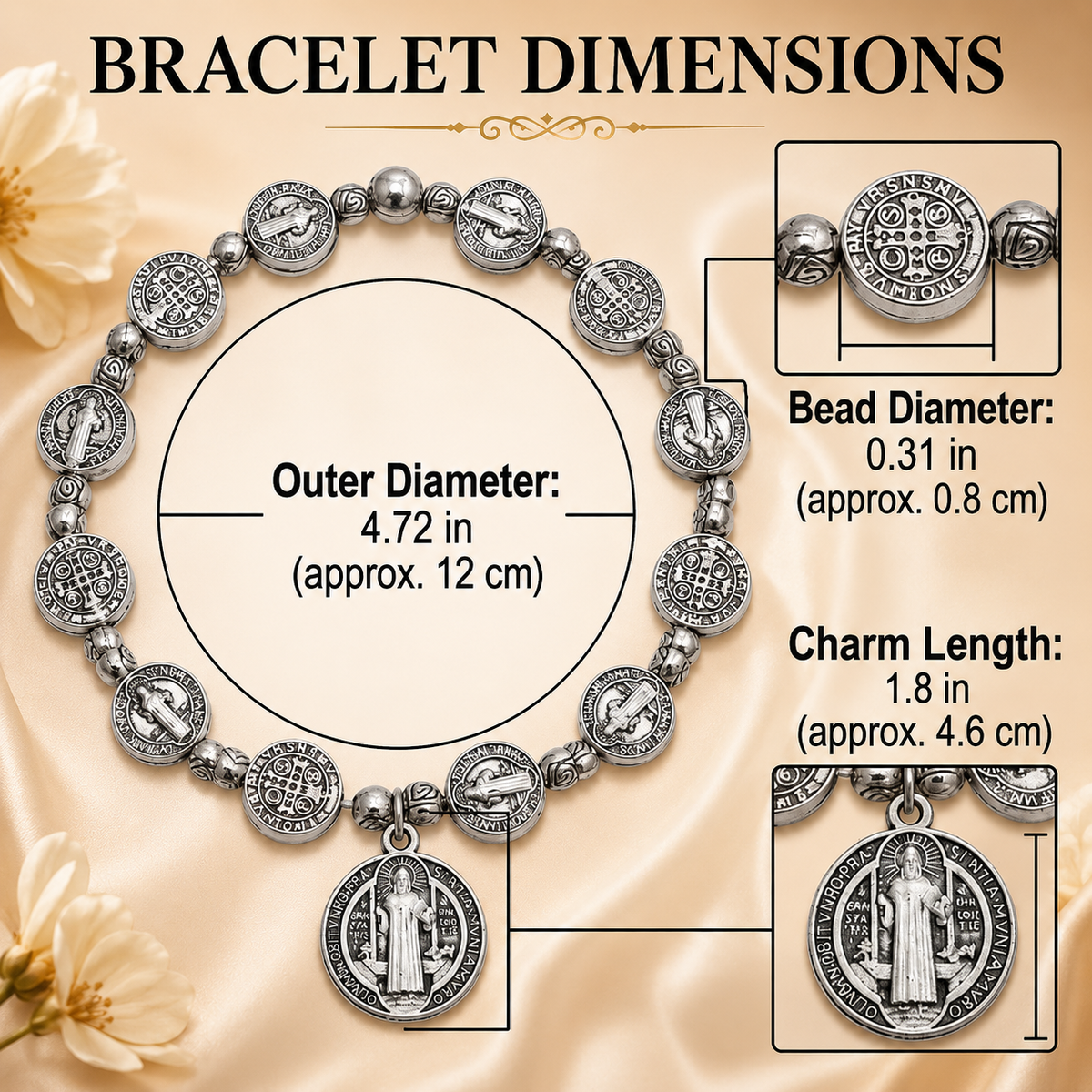 Vintage-style Saint Benedict rosary bracelet