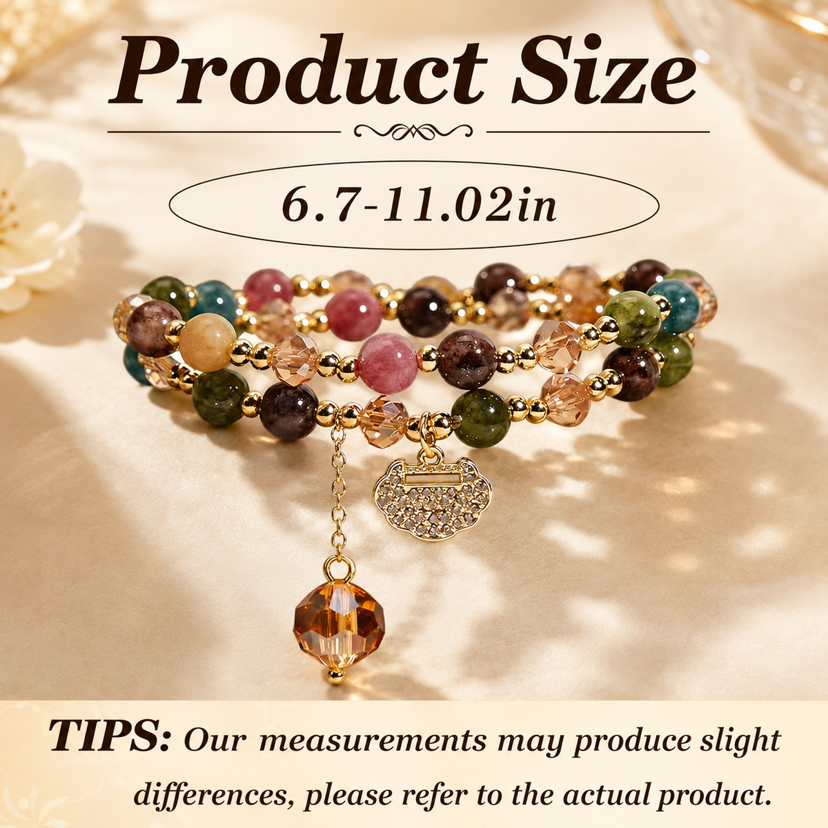 Money Wealth Crystal Bracelet Set Multi Stone Beaded Feng Shui Jewelry