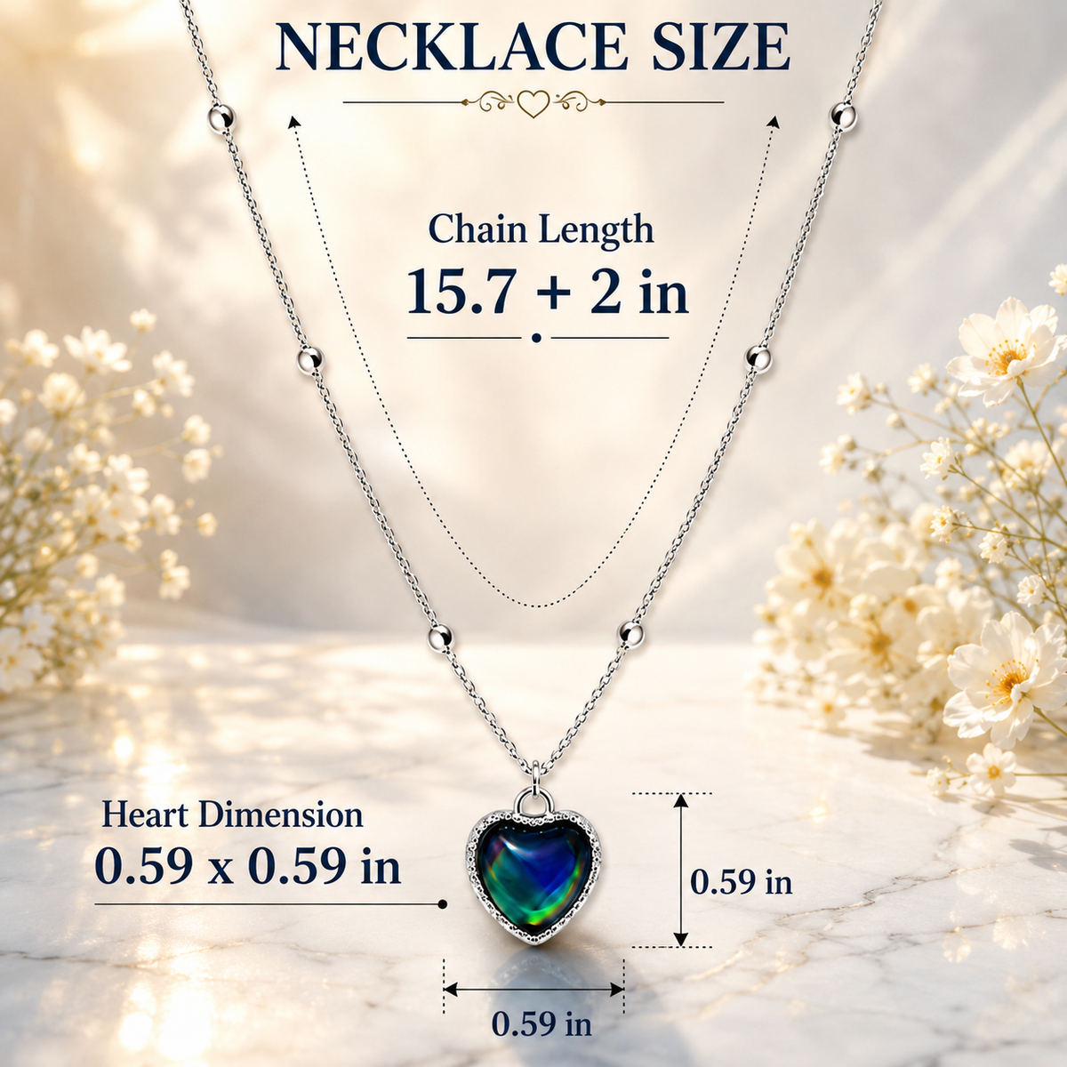 Mood Pendant Necklace Heart-Shaped Temperature-Sensitive Color-Changing Necklace