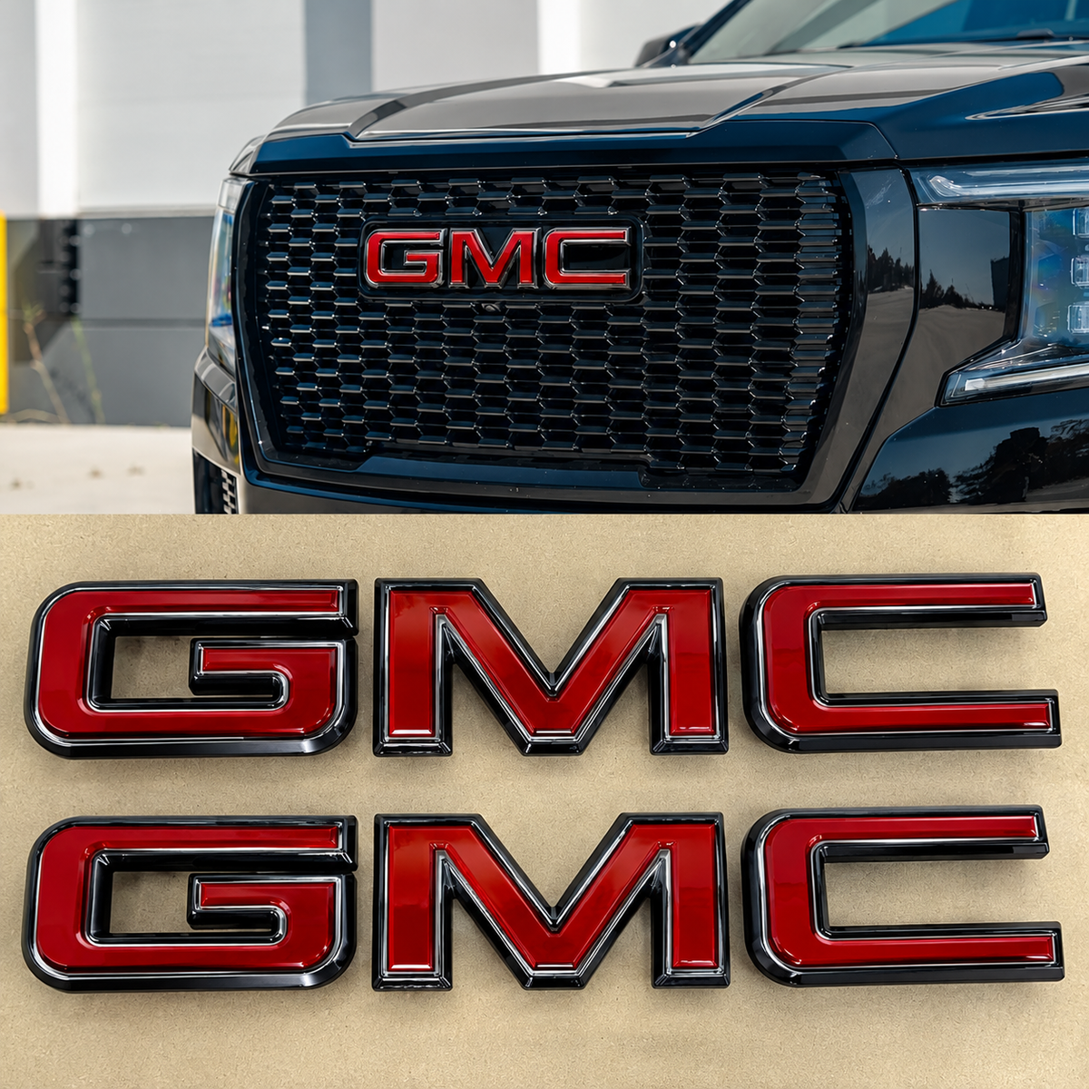 Premium GMC Grille & Tailgate Emblem Replacement Badge Fits 19-26 Sierra
