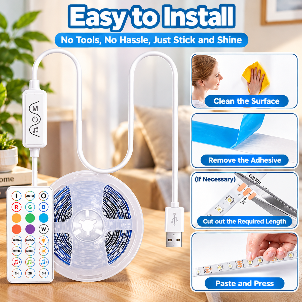 Upgraded Quality RGBIC LED Strip Lights - App & Remote Control