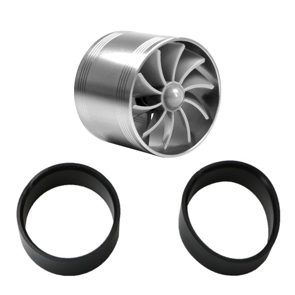 Car Air Intake Turbonator Dual Fan Turbine Super Charger Gas Fuel Saver Turbo