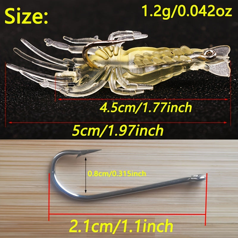 30pcs Soft Shrimp Lures with Hook Crappie Micro Grass Shrimp for Trout Bass