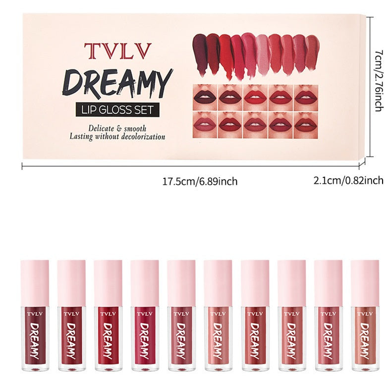 Fashion 10 Pieces/Set Lip Gloss Velvet Lipstick