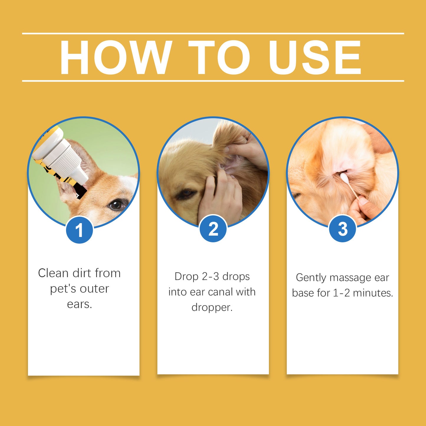 Pet Ear Drops for Ear Infection Treatment, Ear Mites Treatment, Dog Yeast Soothing Cleansing, Ear Wax Removal