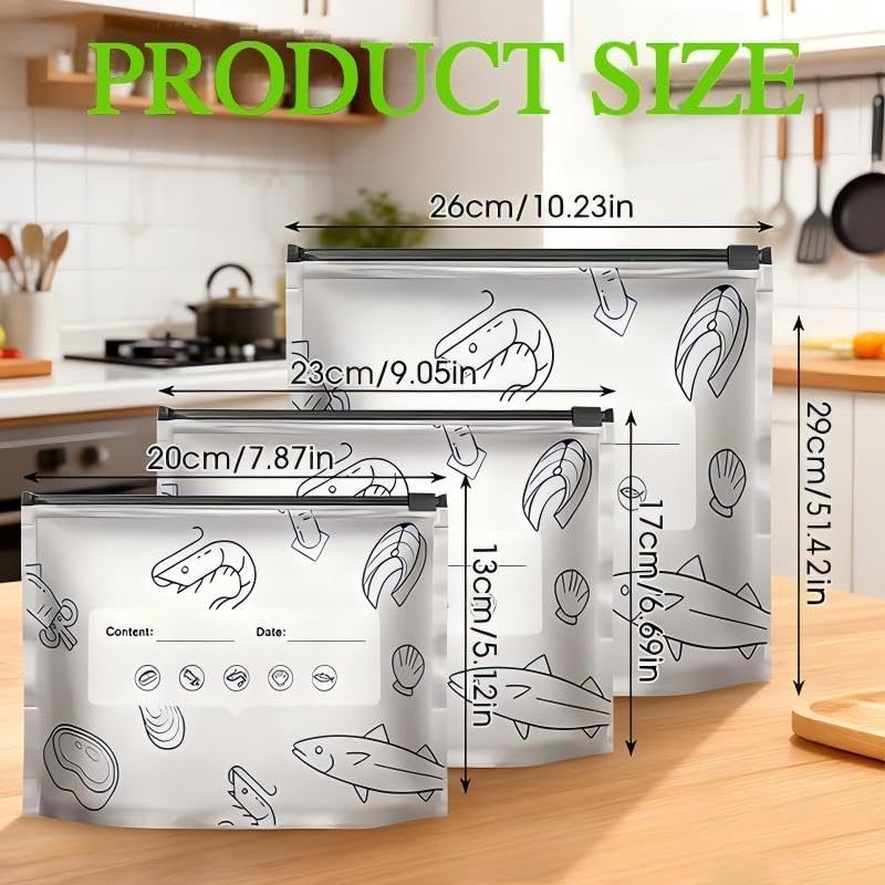 10Pcs Reusable Aluminum Foil Sealable Storage Bags,Seafood Meat Self-sealing Freezer Bags,bags with labels and zippersmade