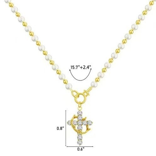 Crown Cross Necklace, Non-Tarnish Faith Jewelry for Women